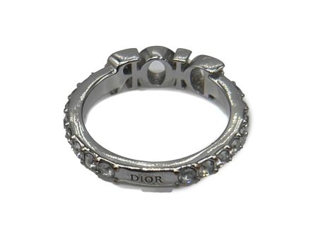 DIOR Dio[r]evolution Silver Finish Metal White Crystal Ring Size M 6 Online now