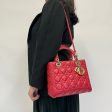 Dior Red Cannage Lambskin Medium Lady Dior 2013 Online Sale