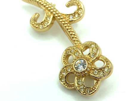 CHRISTIAN DIOR brooch rhinestone gold accessories ladies Cheap