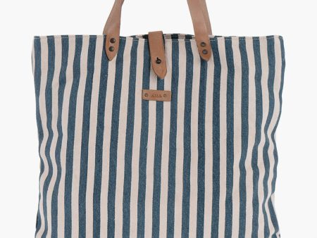 Afar Striped Cotton Tote Bag With Leather Details Unica One size Sale