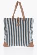 Afar Striped Cotton Tote Bag With Leather Details Unica One size Sale