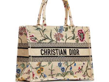 DIOR Medium Petite Fleurs Raffia Book Tote Tote Bag Supply