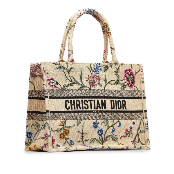 DIOR Medium Petite Fleurs Raffia Book Tote Tote Bag Supply