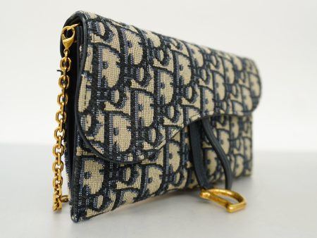 CHRISTIAN DIORAuth  Trotter Chain Wallet Gold Hardware Women s Canvas,Leather Supply