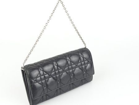 Christian Dior Cannage Stich Black Lady Dior Clutch On Chain Online now