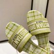 DIOR DWAY LIME N CHECK EMBROIDERY SLIDES Online Sale