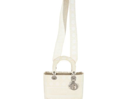 CHRISTIAN DIOR Cannage White Canvas D-Lite Lady Dior Online now