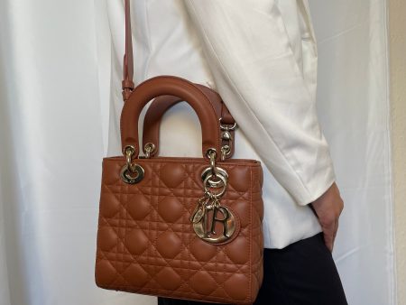 Dior Rust Cannage Lambskin Small MYABC Lady Dior For Cheap