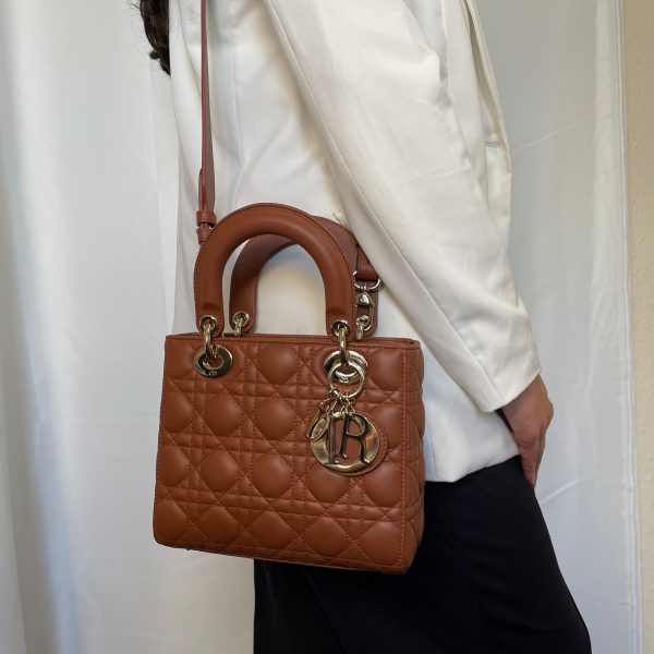 Dior Rust Cannage Lambskin Small MYABC Lady Dior For Cheap