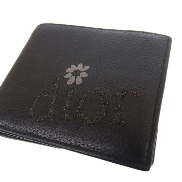 CHRISTIAN DIOR DIOR ERL Leather Bifold Wallet Black Men s Online Hot Sale