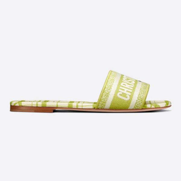 DIOR DWAY LIME N CHECK EMBROIDERY SLIDES Online Sale