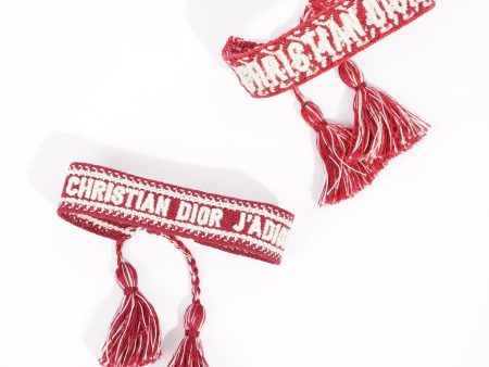 Christian Dior Womens J Adior Friendship Bracelet Set Red   White Canvas Discount