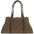 DIOR Trotter Pattern Flower Motif Top Handle Bag Brown Online Hot Sale