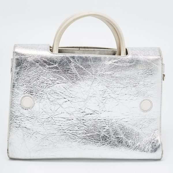 DIOR Silver Laminated Leather Medium ever Bag Sale