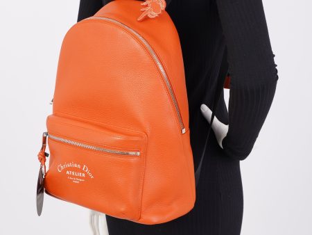 Christian Dior Atelier Backpack Orange Leather Fashion