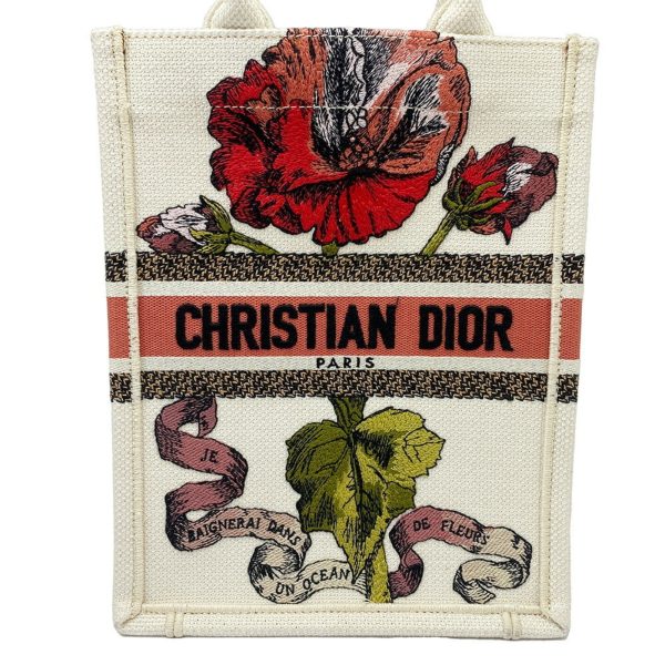 CHRISTIAN DIOR Book Tote Small Vertical Canvas Flower Multicolor Beige Bag Online Sale