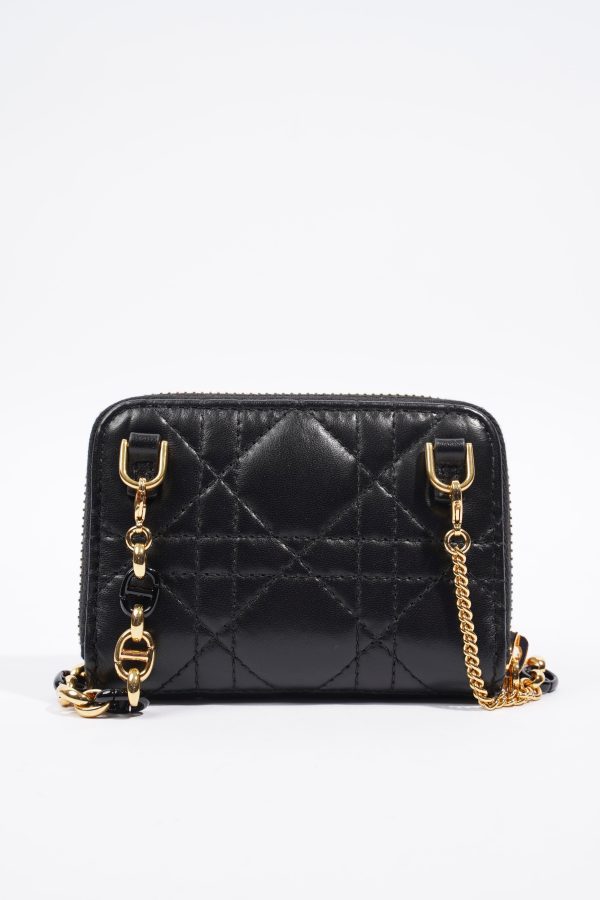 Christian Dior Caro Pouch Black Lambskin Leather on Sale