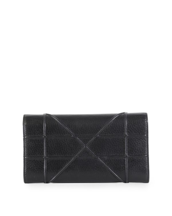 CHRISTIAN DIOR Black Pebbled Leather Diorama Wallet On Chain Sale