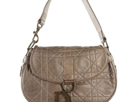 CHRISTIAN DIOR Bronze Lambskin Leather Cannage Flap Shoulder Bag Cheap