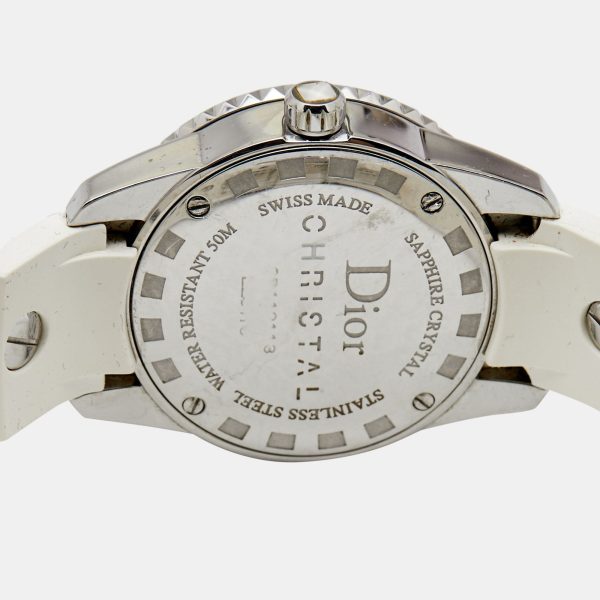 DIOR White Stainless Steel Rubber Diamonds Christal CD112113R001 Women s Wristwatch 28 mm Online