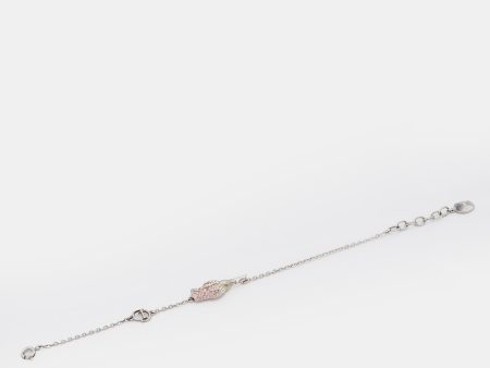 DIOR Silver Tone Crystal Studded Rose Chain Necklace Online Hot Sale