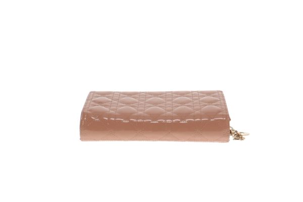 Dior Rose Des Vents Patent Lady Dior Pouch With Chain Online now