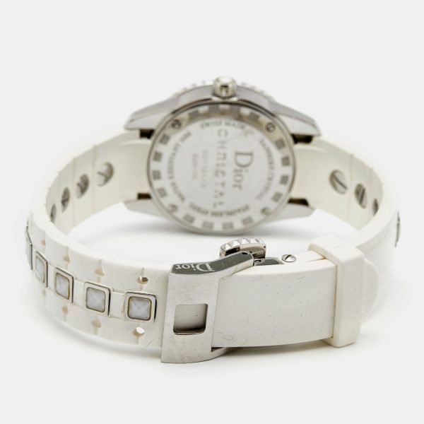 DIOR White Stainless Steel Rubber Diamonds Christal CD112113R001 Women s Wristwatch 28 mm Online