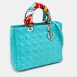 DIOR Turquoise Blue Cannage Leather Large Lady  Tote Hot on Sale