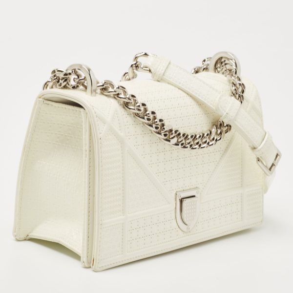 DIOR White Patent Leather Small ama Shoulder Bag Online Hot Sale